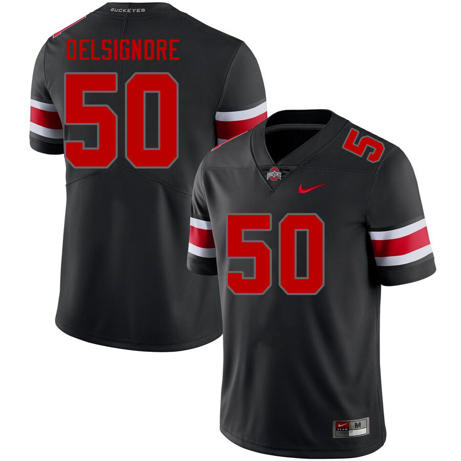 Men #50 Alec DelSignore Ohio State Buckeyes College Football Jerseys Stitched Sale-Blackout